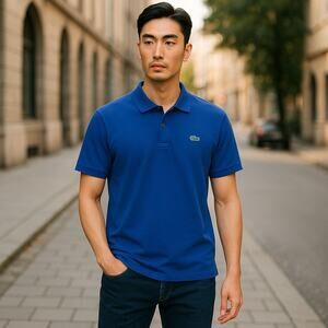 Men’s Vintage Lacoste  Preppy Slim Polo Shirt Size 5 Blue Vacation Summer